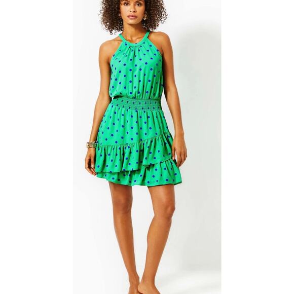 Lilly Pulitzer Pamelyn Lileeze Dress Botanical Green Hotter Spot Size 14